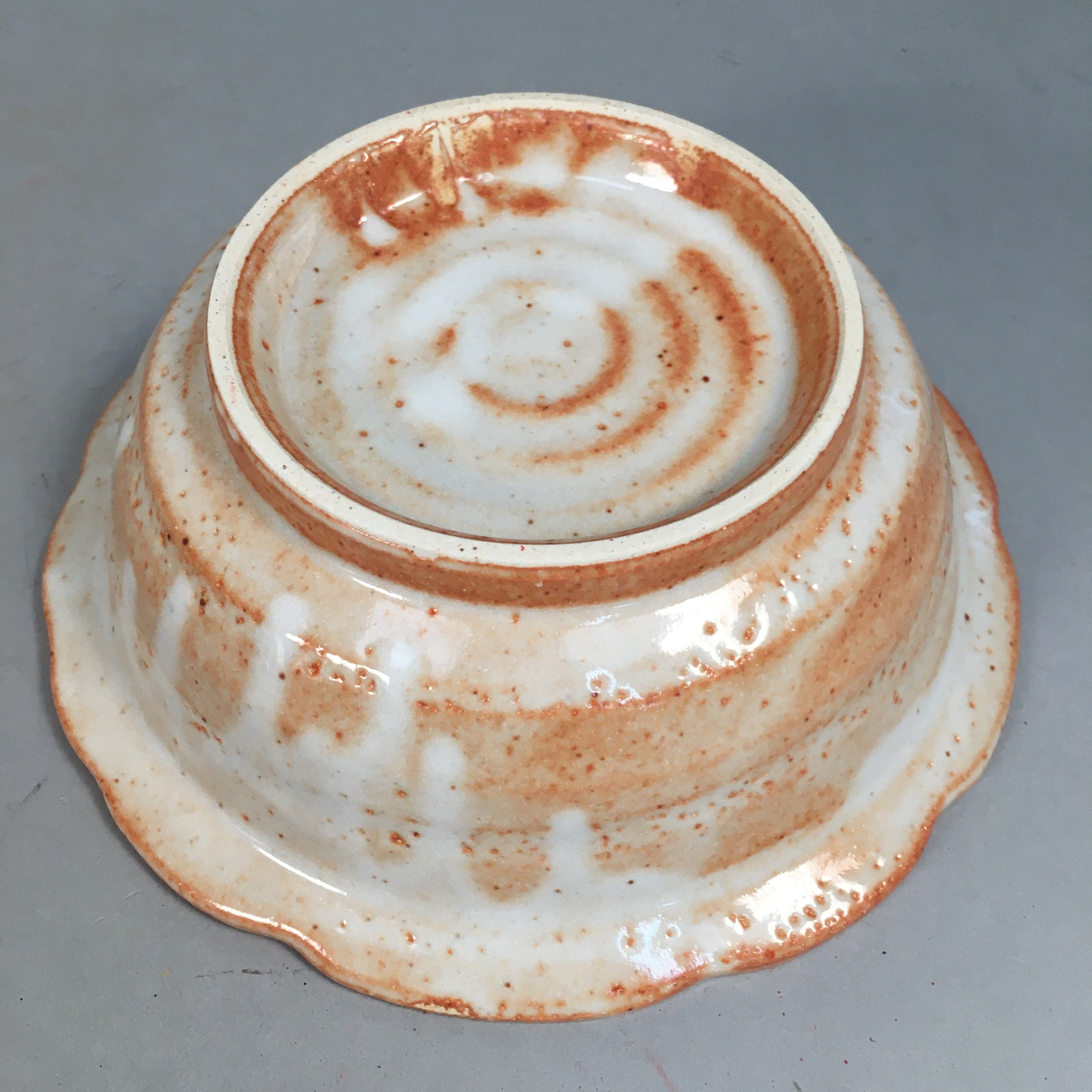 Japanese Ceramic Snack Bowl Lidded Kashiki Mino ware Vtg Pottery Round PP435