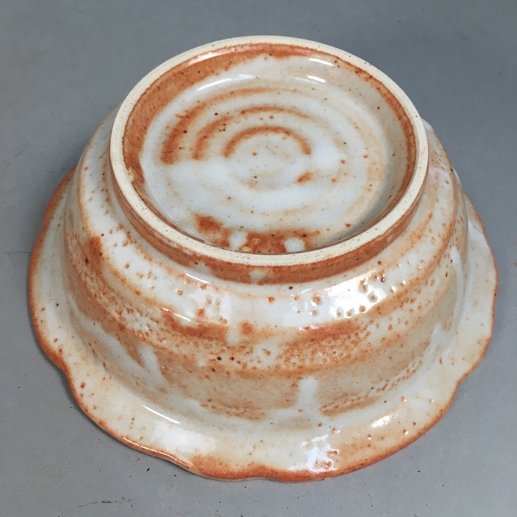 Japanese Ceramic Snack Bowl Lidded Kashiki Mino ware Vtg Pottery Round PP435