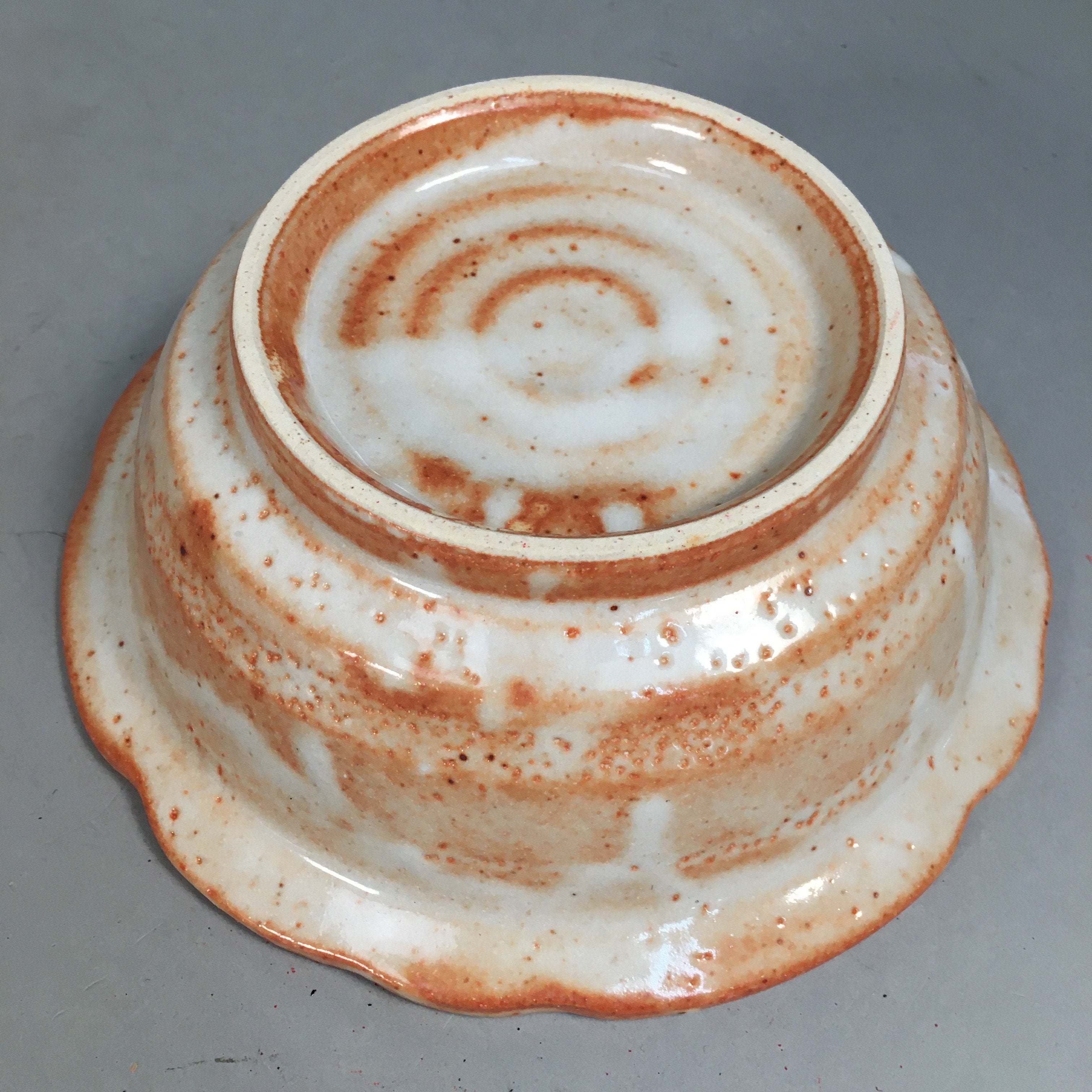 Japanese Ceramic Snack Bowl Lidded Kashiki Mino ware Vtg Pottery Round PP435