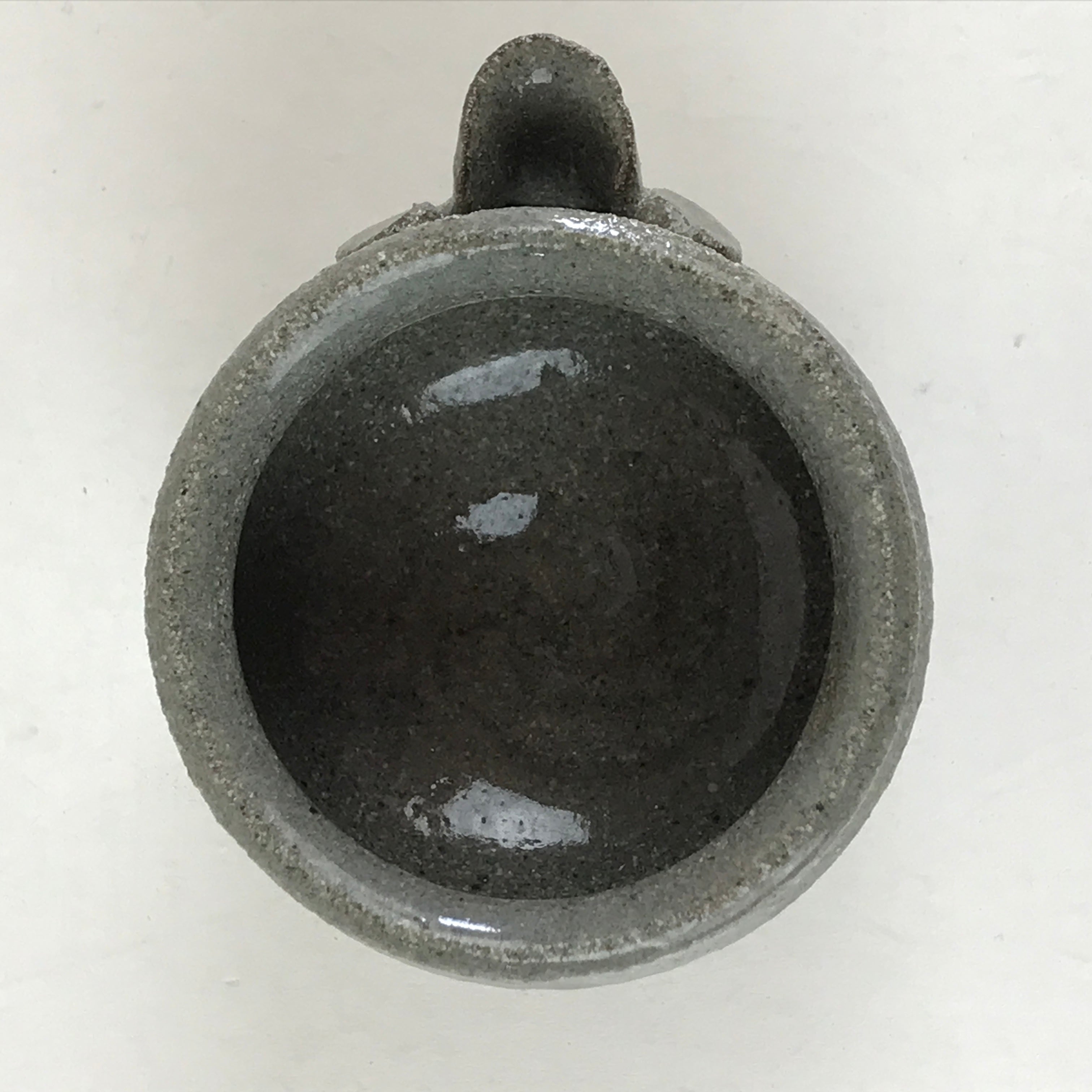 Japanese Ceramic Soy Sauce Dispenser Vtg Small Cup Pottery Yakimono Gray PY270