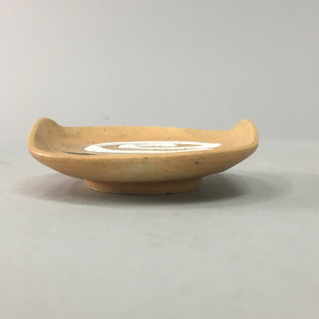 Japanese Ceramic Soy sauce Dipping Dish Kozara Orange Vtg Pottery Plate PT244