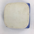 Japanese Ceramic Square Bowl Vtg Blue Pottery Pink Green Flower Design PP638