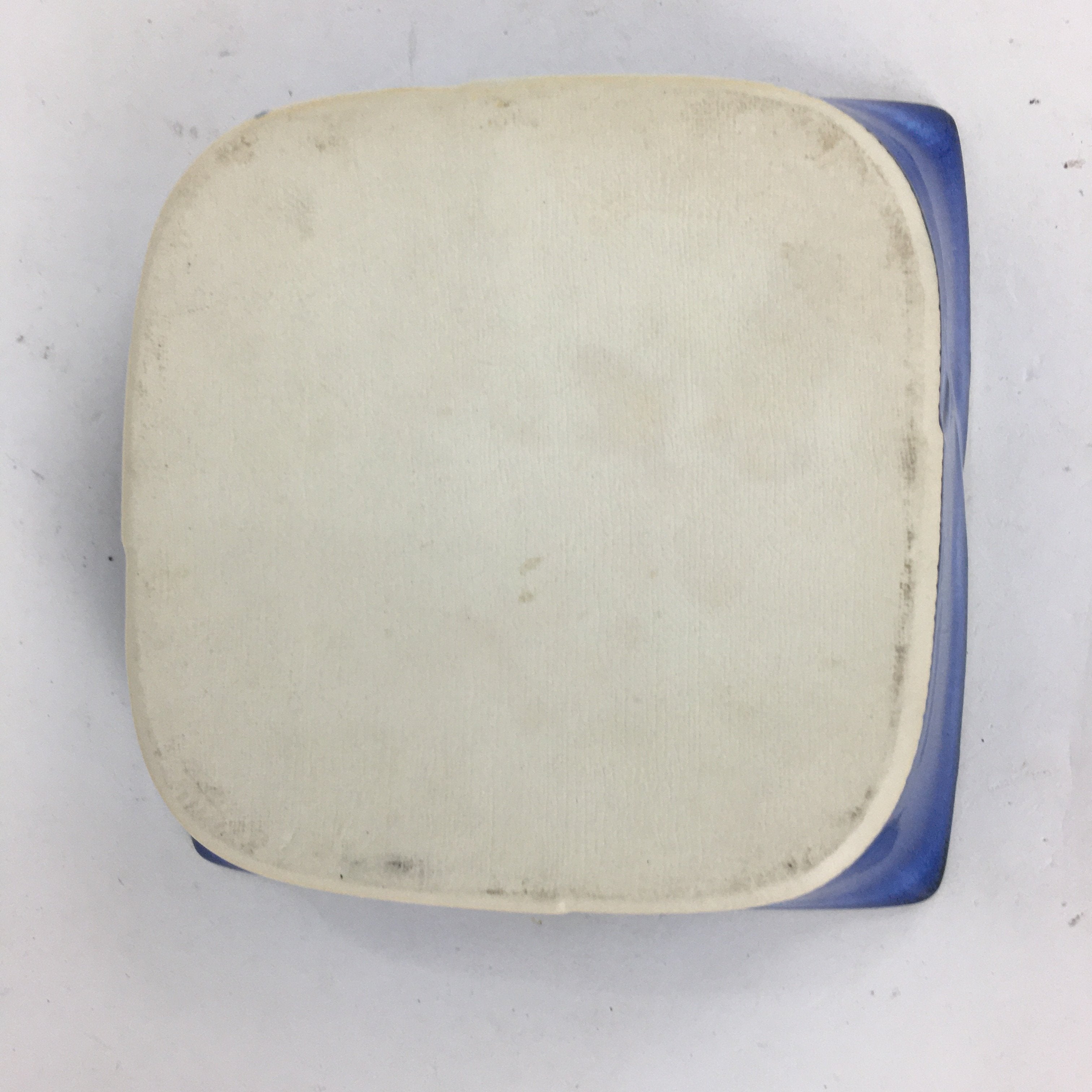 Japanese Ceramic Square Bowl Vtg Blue Pottery Pink Green Flower Design PP638