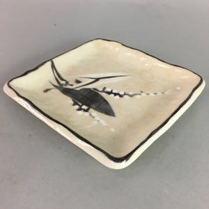Japanese Ceramic Square Plate Kozara Vtg Pottery Lily of valley Crackle PT638