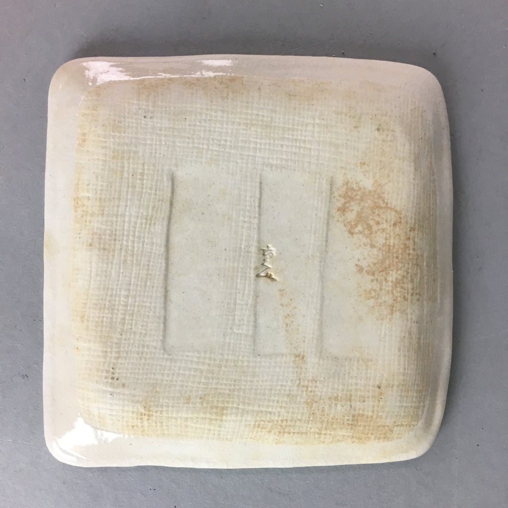 Japanese Ceramic Square Plate Kozara Vtg Pottery Lily of valley Crackle PT638