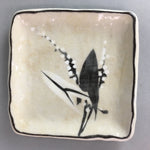 Japanese Ceramic Square Plate Kozara Vtg Pottery Lily of valley Crackle PT638