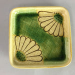 Japanese Ceramic Square Plate Vtg Ki Seto ware Pottery Floral Green QT13