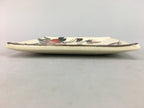 Japanese Ceramic Square Plate Vtg Pottery Floral Design Beige Sushi PT100