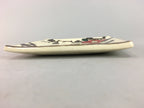 Japanese Ceramic Square Plate Vtg Pottery Floral Design Beige Sushi PT100