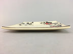 Japanese Ceramic Square Plate Vtg Pottery Floral Design Beige Sushi PT101