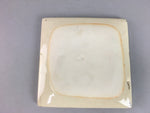 Japanese Ceramic Square Plate Vtg Pottery Floral Design Beige Sushi PT96