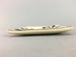 Japanese Ceramic Square Plate Vtg Pottery Floral Design Beige Sushi PT96