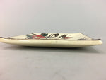 Japanese Ceramic Square Plate Vtg Pottery Floral Design Beige Sushi PT96