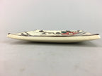 Japanese Ceramic Square Plate Vtg Pottery Floral Design Beige Sushi PT96