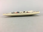 Japanese Ceramic Square Plate Vtg Pottery Floral Design Beige Sushi PT97