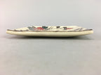 Japanese Ceramic Square Plate Vtg Pottery Floral Design Beige Sushi PT98