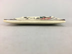 Japanese Ceramic Square Plate Vtg Pottery Floral Design Beige Sushi PT98