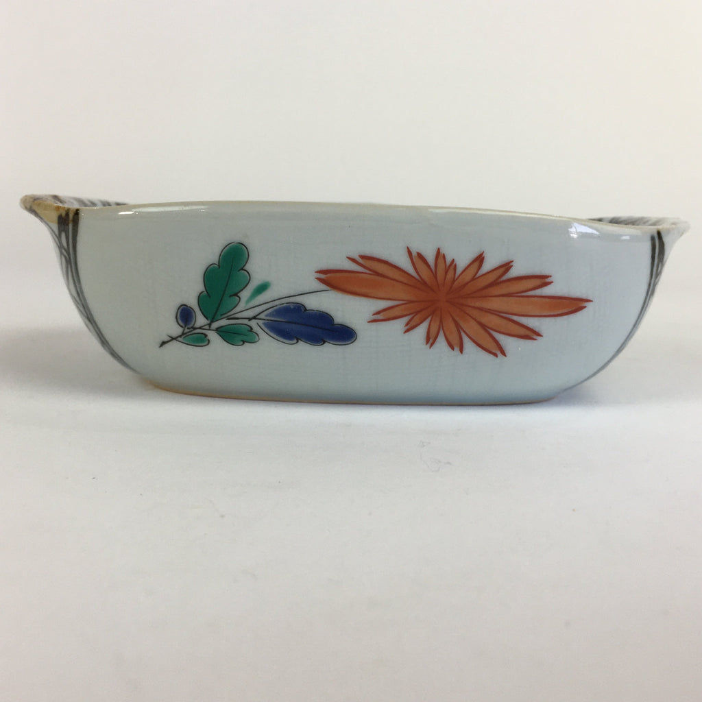 Japanese Ceramic Square Plate Vtg Pottery Red Chrysanthemum Design PP523
