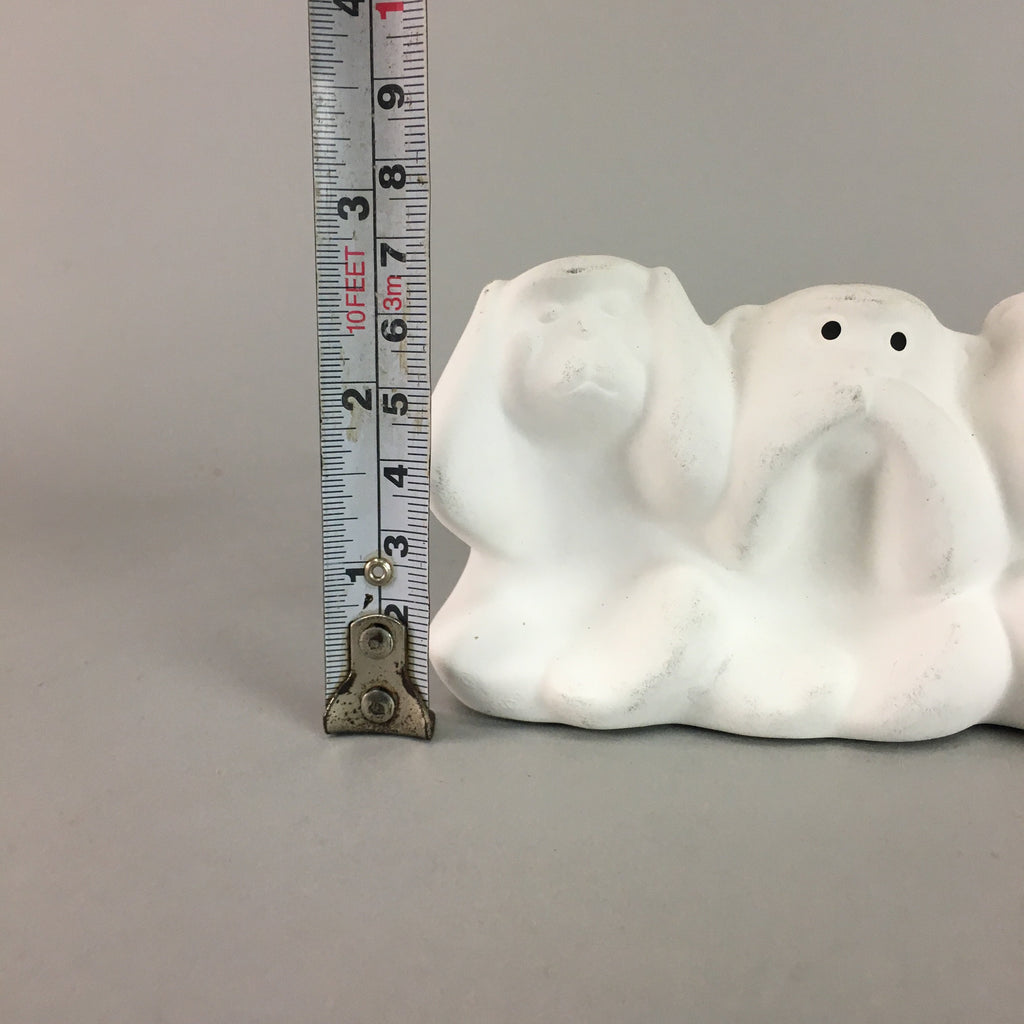 Japanese Ceramic Statue 3 Wise Monkeys Vtg Zodiac Figurine Lucky Charm BD410