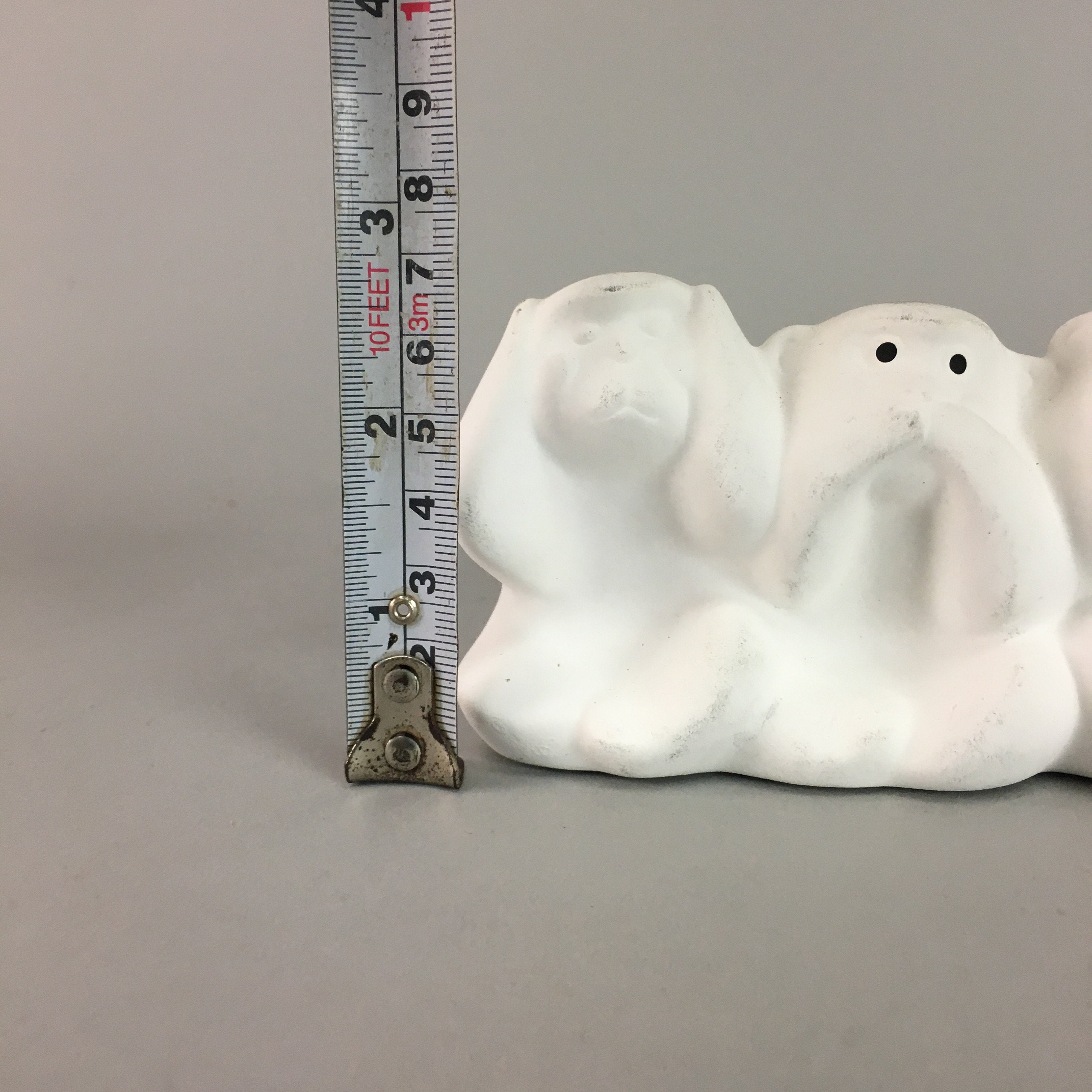 Japanese Ceramic Statue 3 Wise Monkeys Vtg Zodiac Figurine Lucky Charm BD410
