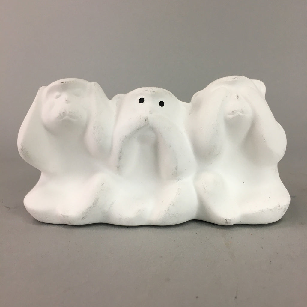 Japanese Ceramic Statue 3 Wise Monkeys Vtg Zodiac Figurine Lucky Charm BD410