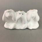 Japanese Ceramic Statue 3 Wise Monkeys Vtg Zodiac Figurine Lucky Charm BD410