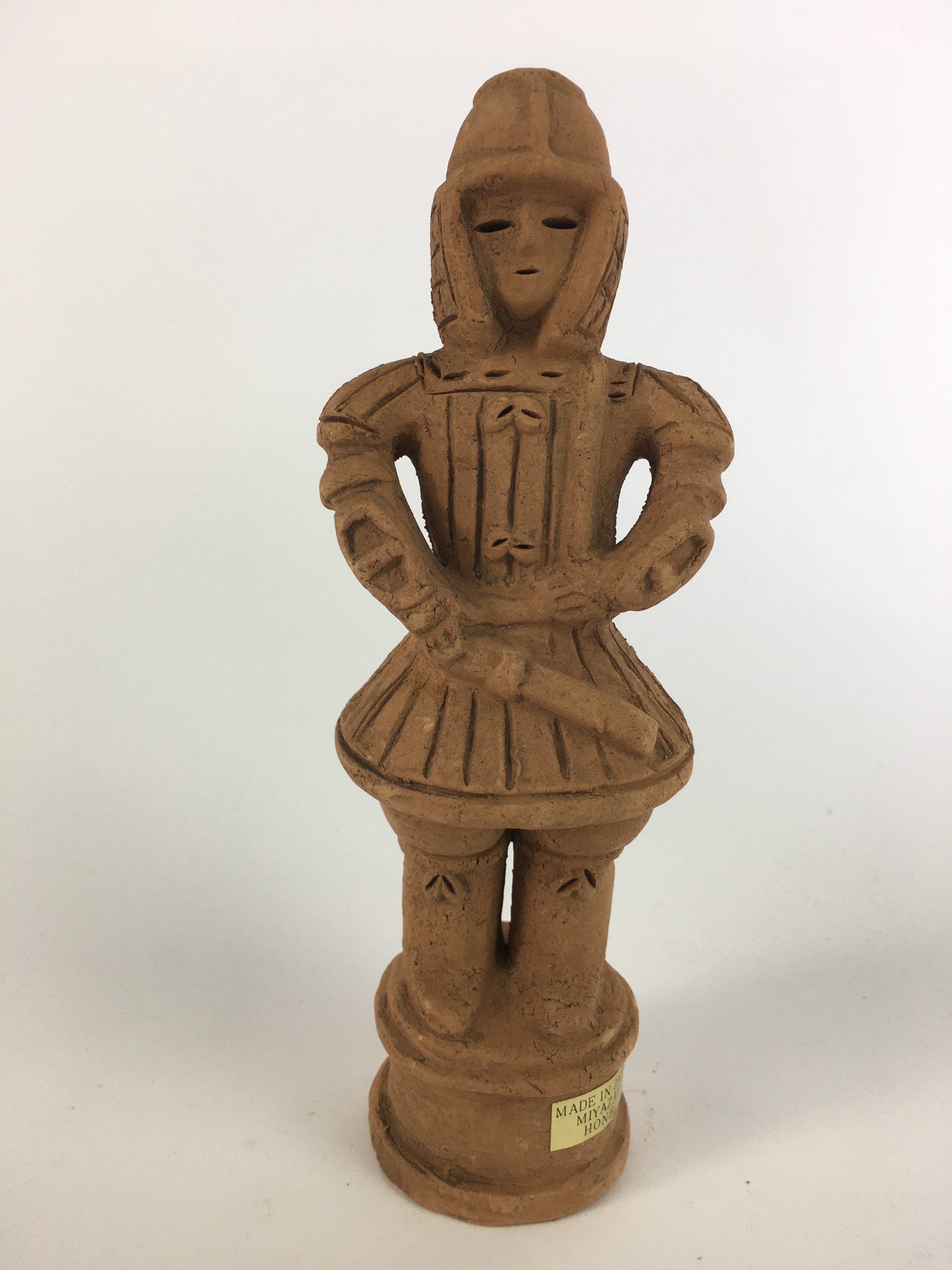 Japanese Ceramic Statue Vtg Haniwa Soldier Clay Figure Brown BD629