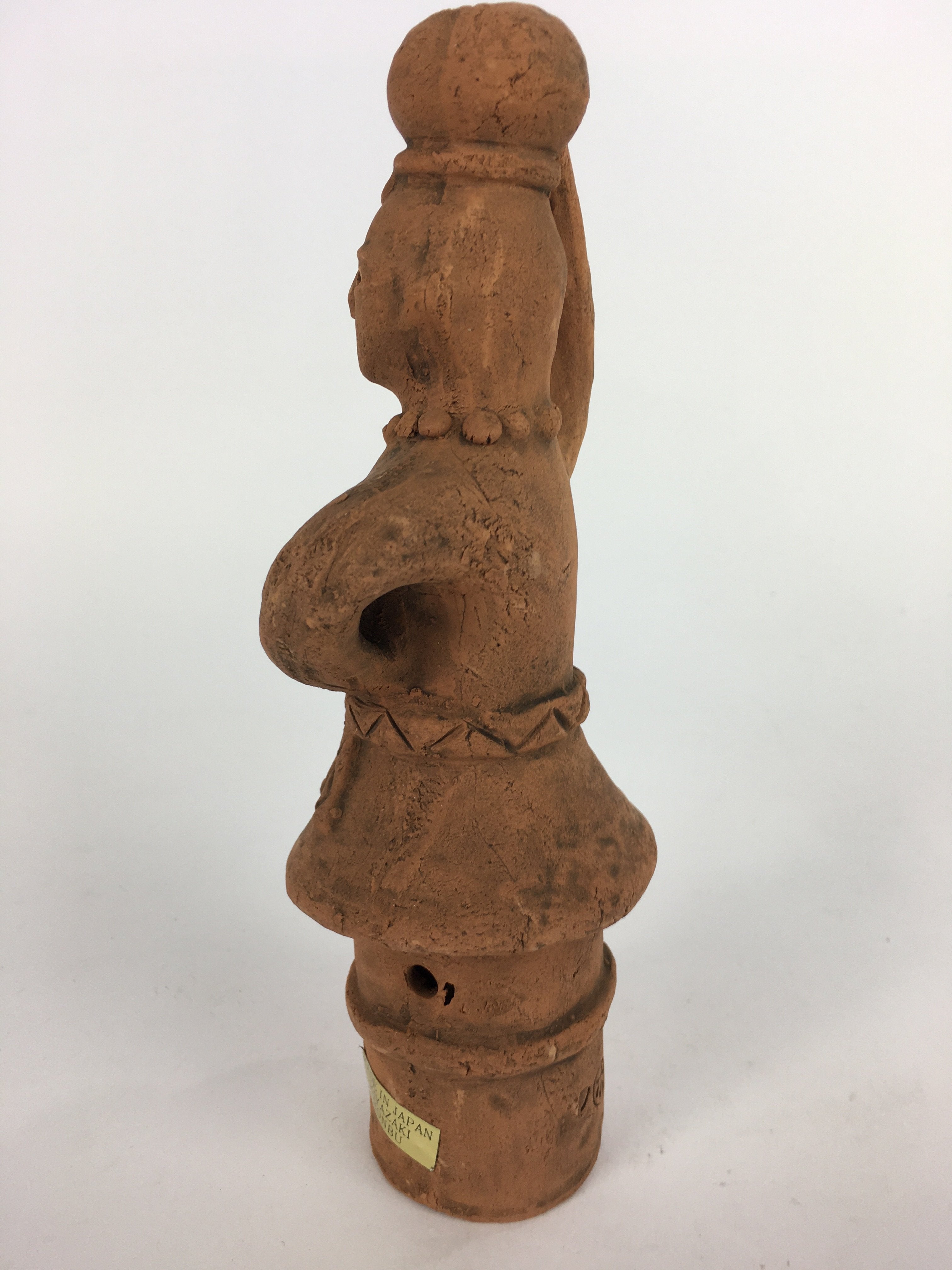 Japanese Ceramic Statue Vtg Haniwa Woman Clay Figure Brown Okimono BD640
