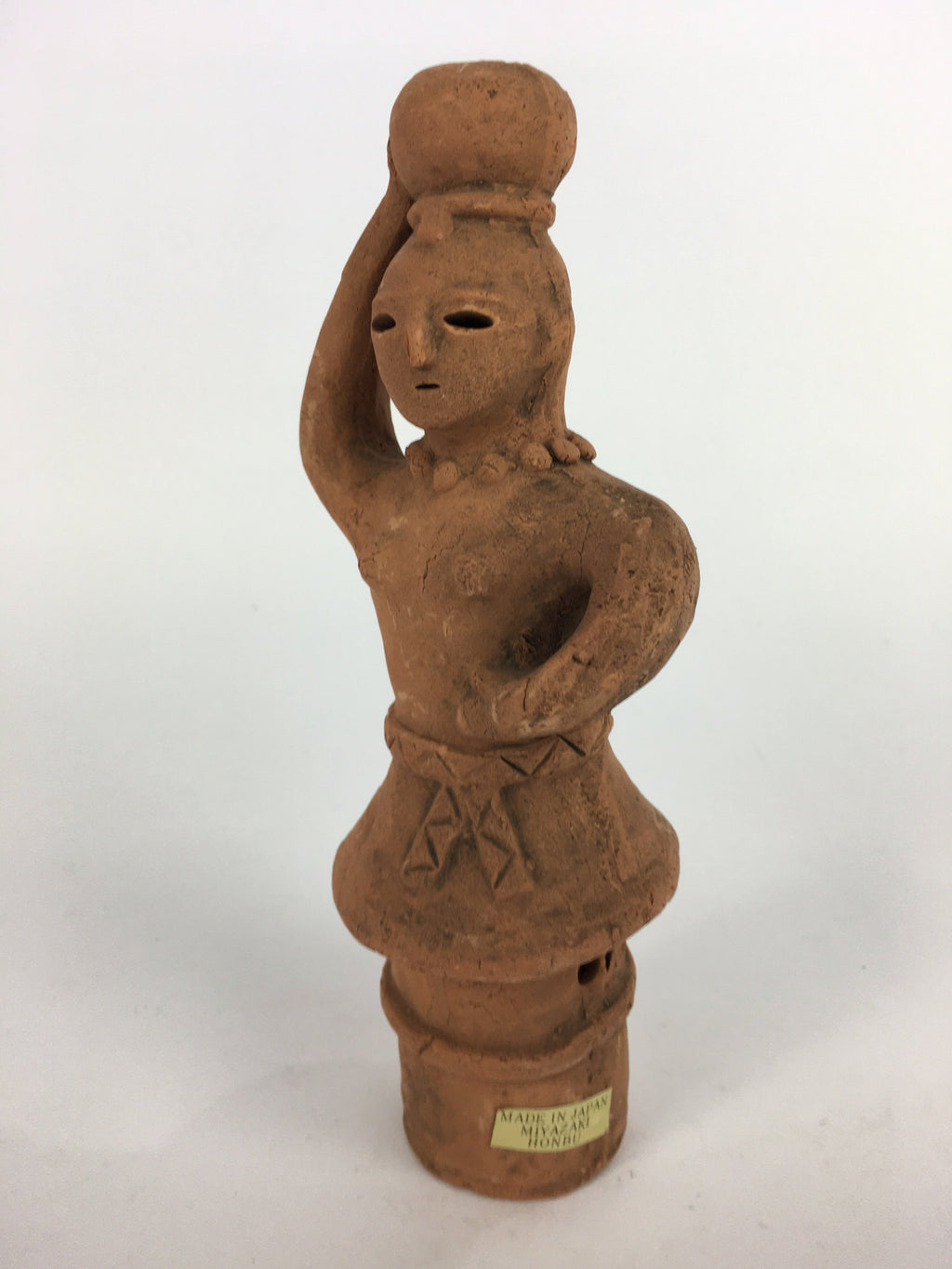 Japanese Ceramic Statue Vtg Haniwa Woman Clay Figure Brown Okimono BD640
