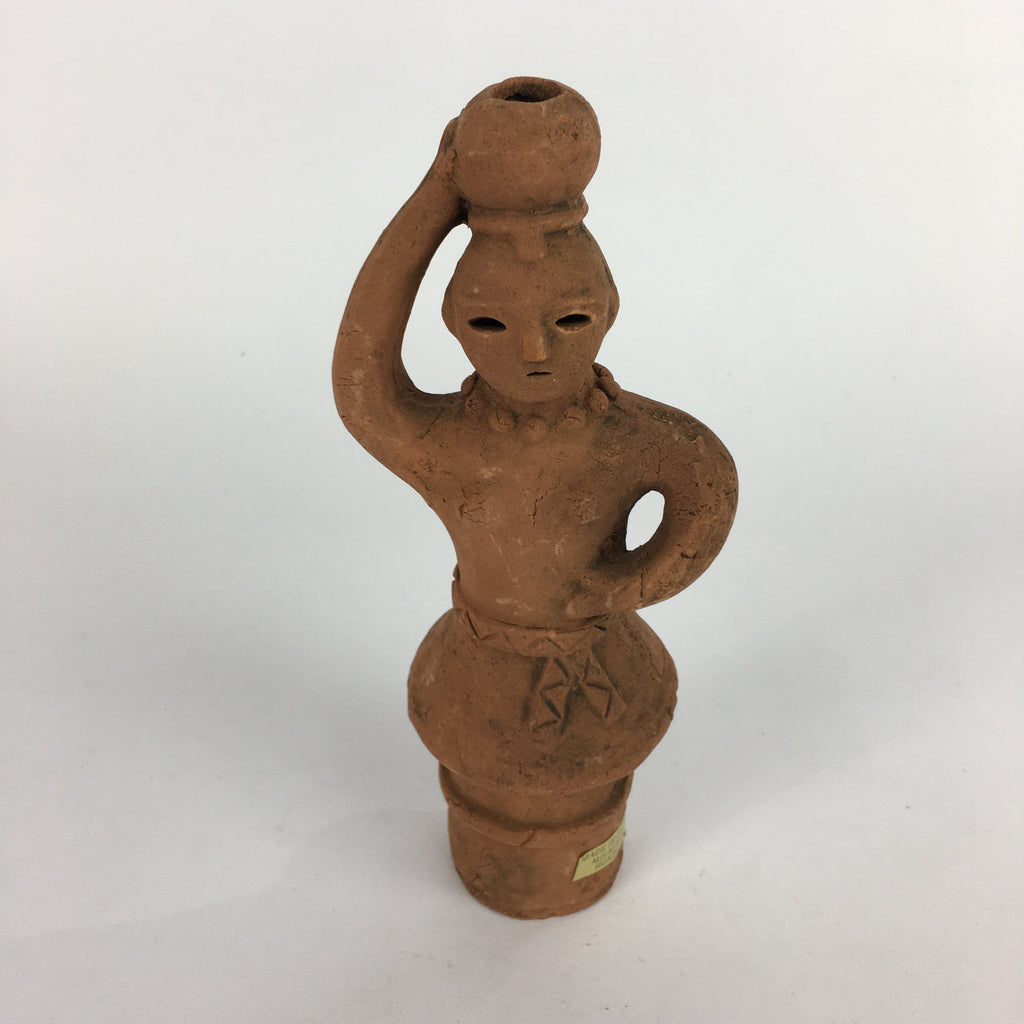 Japanese Ceramic Statue Vtg Haniwa Woman Clay Figure Brown Okimono BD640