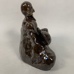 Japanese Ceramic Statue Vtg Old Man Beard Smile Big Belly Earlobes BD559