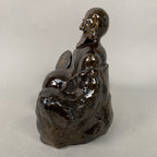 Japanese Ceramic Statue Vtg Old Man Beard Smile Big Belly Earlobes BD559