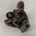 Japanese Ceramic Statue Vtg Old Man Beard Smile Big Belly Earlobes BD559