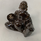 Japanese Ceramic Statue Vtg Old Man Beard Smile Big Belly Earlobes BD559