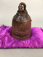 Japanese Ceramic Statue Vtg Pottery Dragon Bell Brown Purple Pillow BD555