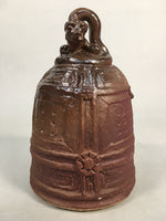 Japanese Ceramic Statue Vtg Pottery Dragon Bell Brown Purple Pillow BD555