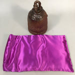 Japanese Ceramic Statue Vtg Pottery Dragon Bell Brown Purple Pillow BD555