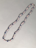 Japanese Ceramic Swirl Beads Necklace Vtg Blue Pink White 101cm Long JK36