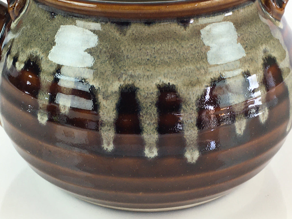 Japanese Ceramic Takatori Ware Large Teapot Vtg Ame-yu Brown Kyusu PY168