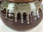 Japanese Ceramic Takatori Ware Large Teapot Vtg Ame-yu Brown Kyusu PY168