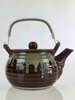 Japanese Ceramic Takatori Ware Large Teapot Vtg Ame-yu Brown Kyusu PY168