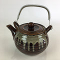 Japanese Ceramic Takatori Ware Large Teapot Vtg Ame-yu Brown Kyusu PY168