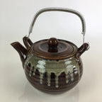 Japanese Ceramic Takatori Ware Large Teapot Vtg Ame-yu Brown Kyusu PY168