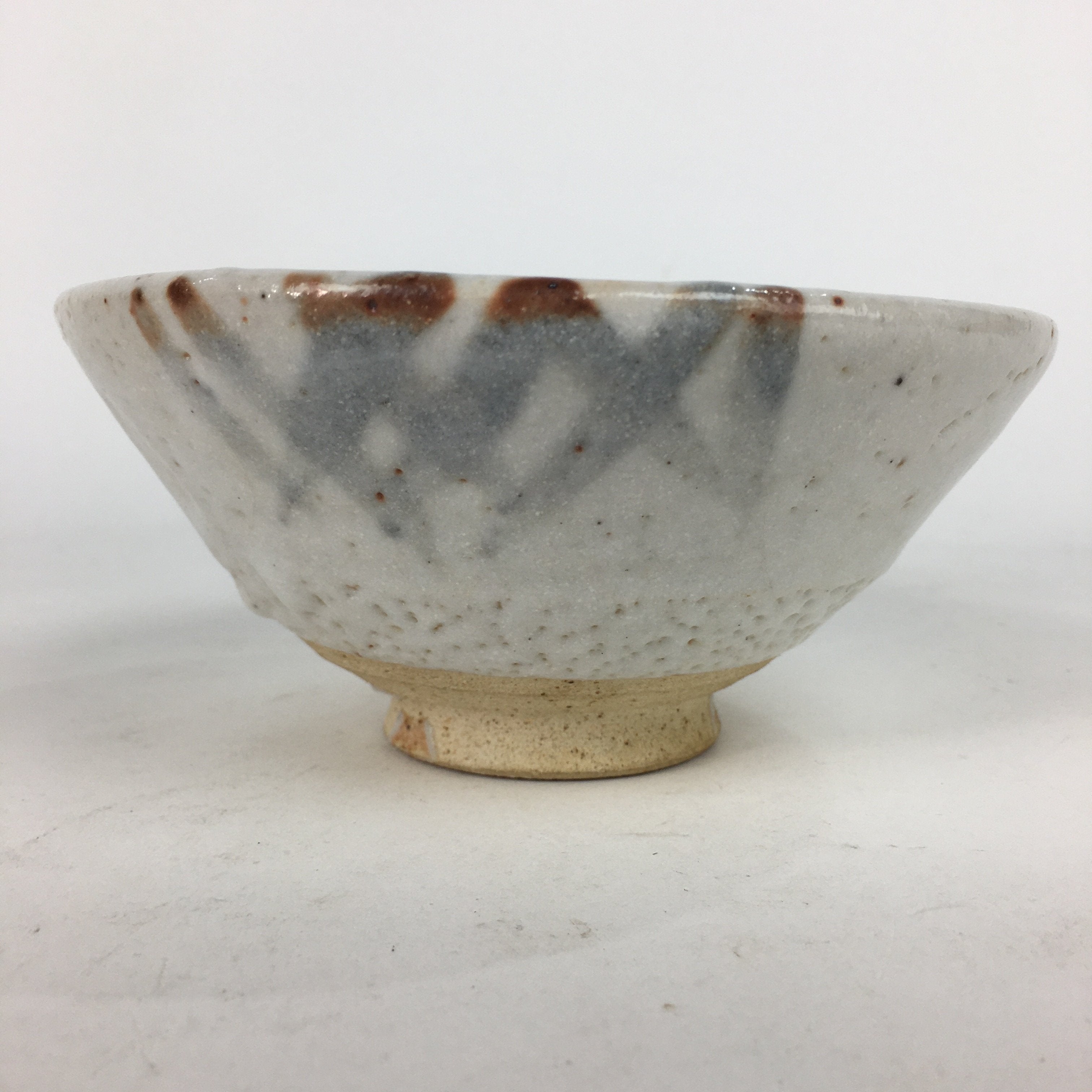 Japanese Ceramic Tea Bowl Shino Ware Vtg Ceremony Chawan White Pottery GTB738
