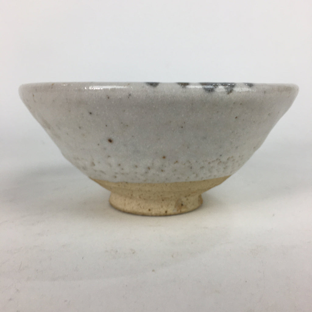 Japanese Ceramic Tea Bowl Shino Ware Vtg Ceremony Chawan White Pottery GTB738