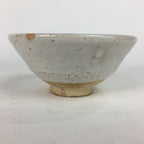 Japanese Ceramic Tea Bowl Shino Ware Vtg Ceremony Chawan White Pottery GTB738
