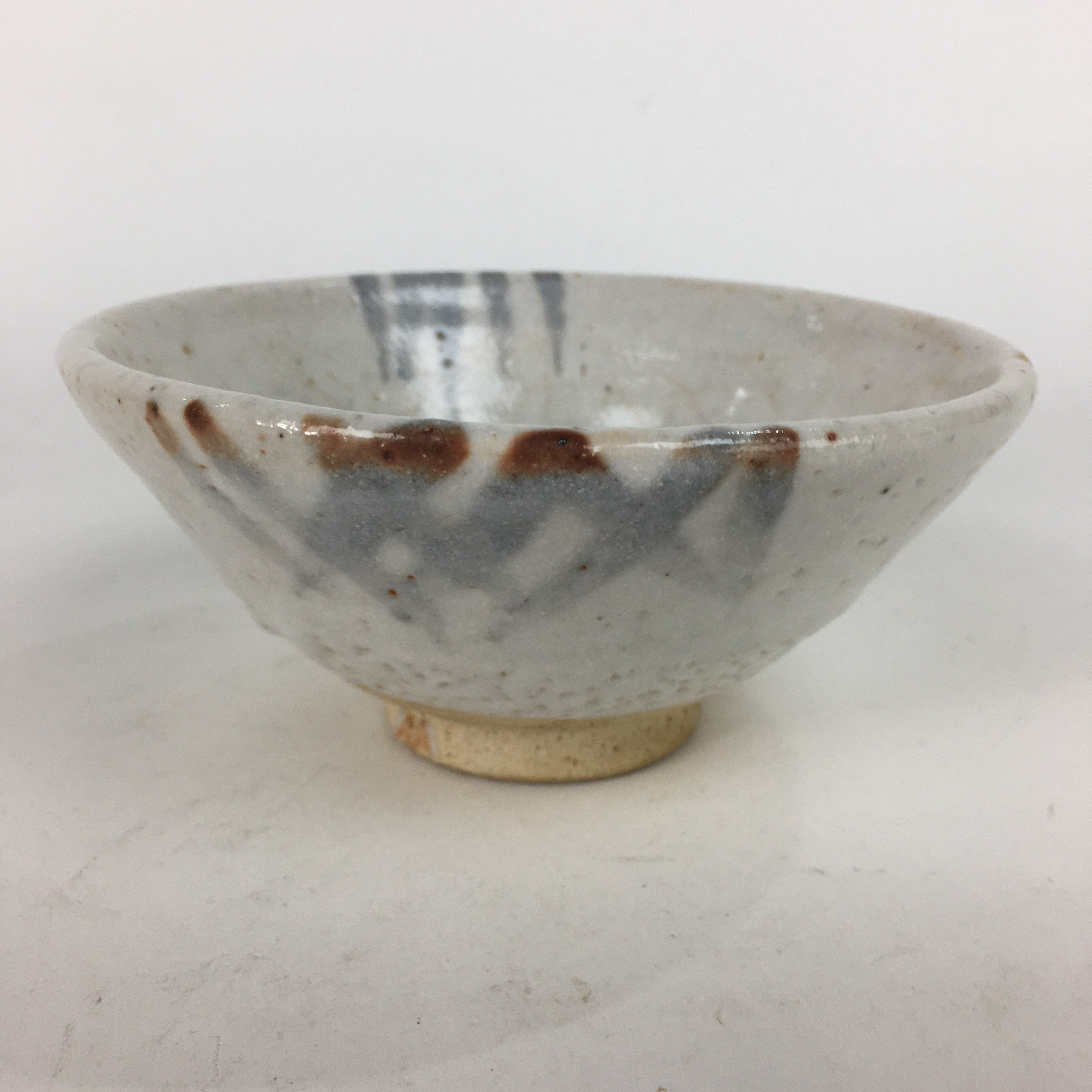 Japanese Ceramic Tea Bowl Shino Ware Vtg Ceremony Chawan White Pottery GTB738