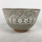 Japanese Ceramic Tea Bowl Vtg Ceremony Chawan Flower Pattern Pottery GTB740