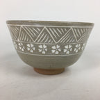Japanese Ceramic Tea Bowl Vtg Ceremony Chawan Flower Pattern Pottery GTB740