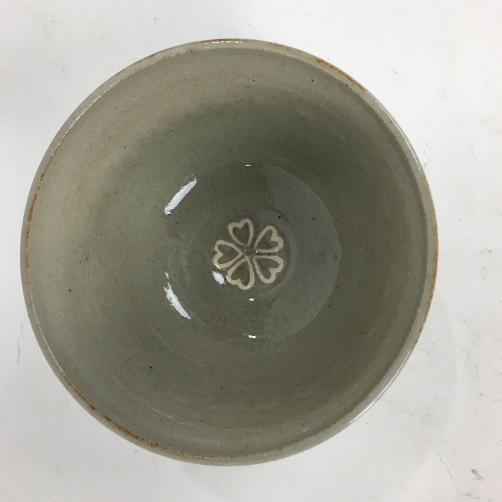 Japanese Ceramic Tea Bowl Vtg Ceremony Chawan Flower Pattern Pottery GTB740